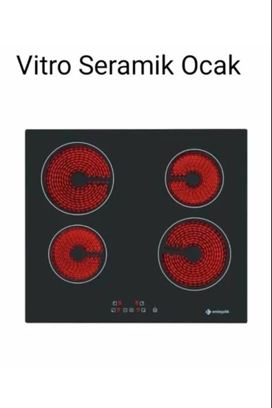 EMİNÇELİK EC-AH VC 04 BG 60 ANKASTRE GÖMMELİ VİTRO SERAMİK ELEKTRİKLİ SİYAH CAM OCAK SANCAK ALİMER - 2