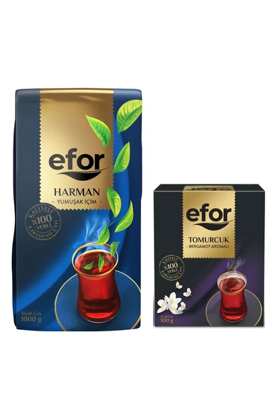 EFOR ÇAY Efor Harman Siyah Dökme Çay 1.000gr + Tomurcuk Bergamot Aromalı 100gr - 2