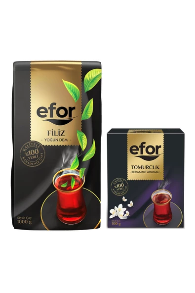 EFOR ÇAY Efor Filiz Siyah Dökme Çay 1.000 Gr + Tomurcuk Bergamot Aromalı 100gr - 2