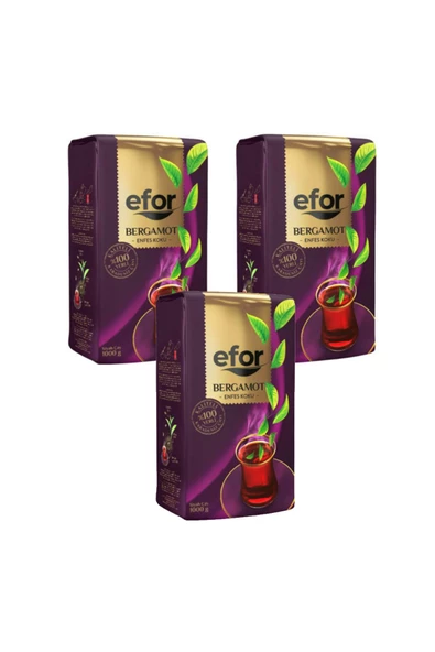 Efor Bergamot Aromalı Çay 1 Kg 3lü Set - Dökme Siyah Çay - Bergamotlu Çay - 4