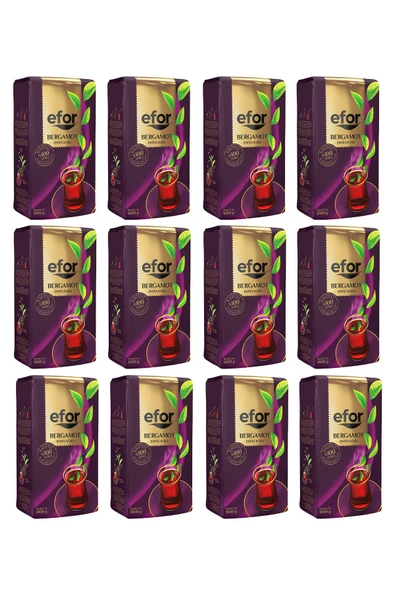 EFOR ÇAY Efor Bergamot Siyah Dökme Çay 1.000 Gr X 12 Adet