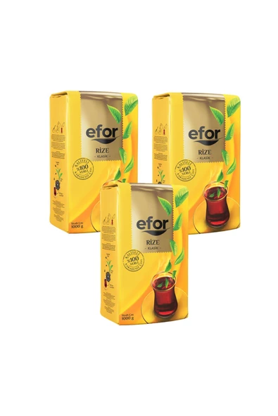 Efor Klasik Rize Çay 1 Kg 3lü Set - Dökme Siyah Rize Çayı