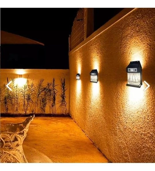 GOLD SİLVER GÜNEŞ ENERJİLİ SENSÖRLÜ DUVAR APLİĞİ SARI IŞIK 10W - 2