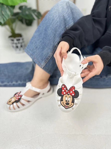 Kadın Çocuk Mınnıe Mouse Deniz Ayakkabı Plaj Havuz Jel Görünüm Şeritli Kaydırmaz Taban Sandalet 310 - 2
