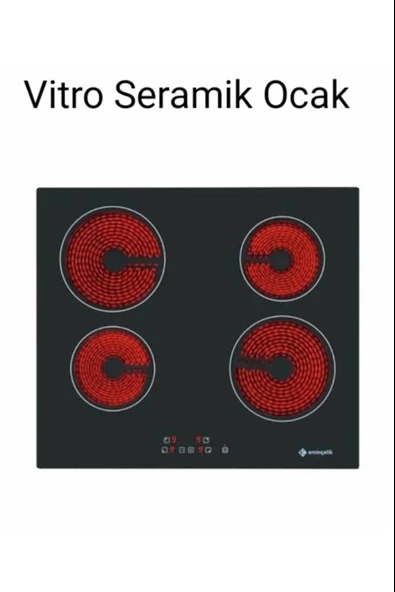 EMİNÇELİK EC-AH VC 04 BG 60 ANKASTRE GÖMMELİ VİTRO SERAMİK ELEKTRİKLİ SİYAH CAM OCAK SANCAK ALİMER - 3