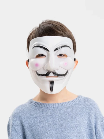 Nessiworld Beyaz Renk Pembe Yanaklı İthal V For Vendetta Maskesi