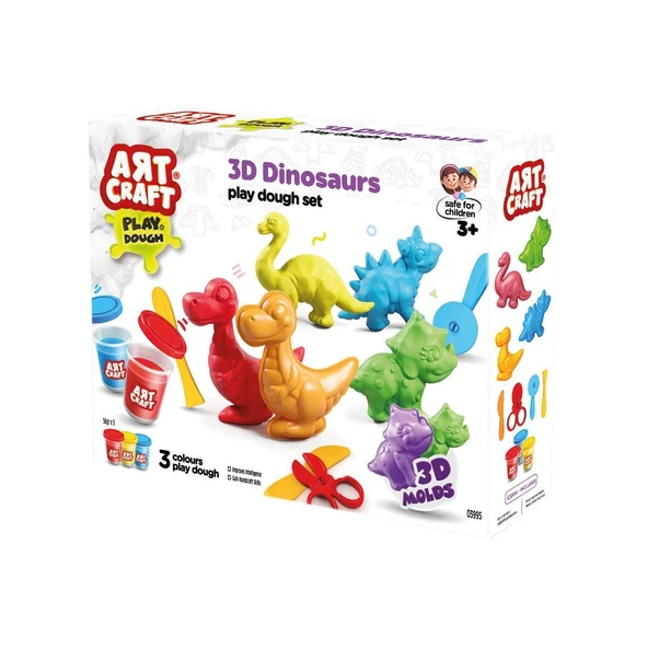 03995 Art Craft 3D Dinozorlar Hamur Set 168 Gr -Fentoys - 3