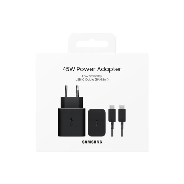Samsung EP-T4511X 45W 5AType-C Hızlı Şarj Aleti + 1.8m Type-C to Type-C Kablo - Siyah EP-T4511XBEGWW - 5