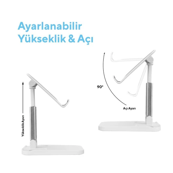 Addison ADS-110 Universal Ayarlanabilir Masa Üstü Beyaz Telefon Tutucu - 5