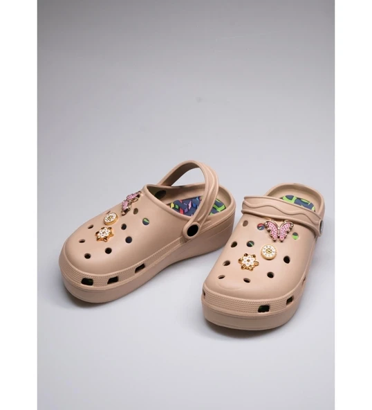 Taş ve Toka Detaylı Jel Tabanlı Masaj Özellikli Eva Bej Doktor Sandalet - 4