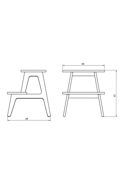 Woodesk  Pikola, Ahşap Merdiven, Tabure Ve Raflı Sehpa, Natural Renk, Cpt3001-47 - 6