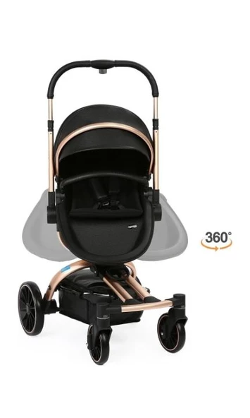 Yoyko Spin 360 Derece Dönebilen Bebek Arabası Siyah Rose Kasa - 3