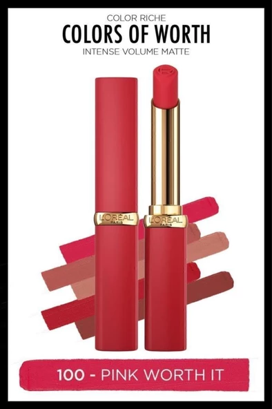 Loreal ParisColor Riche Colors Of Worth Intense Volume Matte Ruj - 100 Pink Worth It
