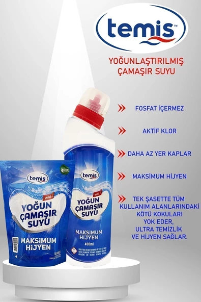 Temis Yoğun Çamaşır Suyu 10 Paket  40Litre - Maksimum Hijyen, Yedek Şişe Hediyeli Konsantre Toz - 2