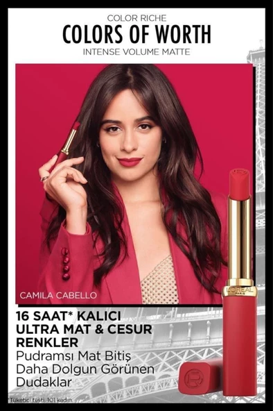 Loreal ParisColor Riche Colors Of Worth Intense Volume Matte Ruj - 100 Pink Worth It - 2