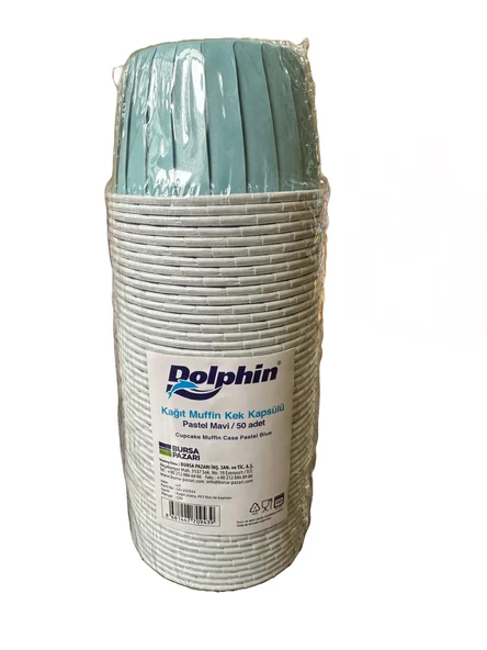 Dolphin Muffin Kağıt Karton Pastel Mavi Cupcake Kek Kalıbı Kapsülü Kabı - 50 Adetlik 3 Paket - Resim 3
