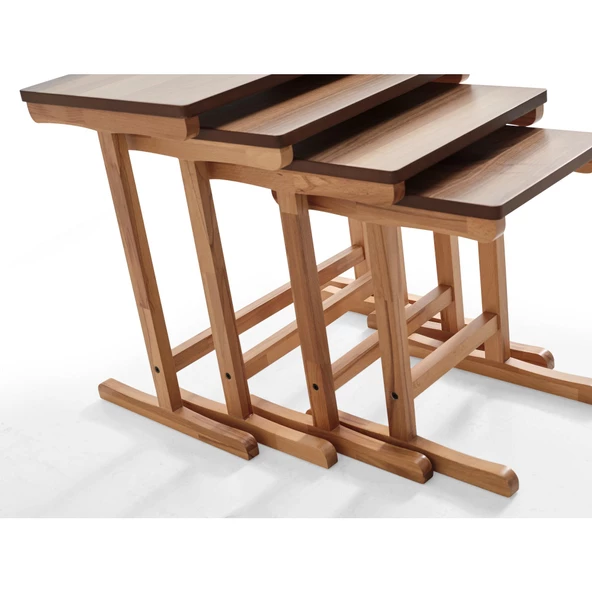 Walnut Dörtlü Zigon Sehpa |Ceviz | Kayın Sehpa - 3