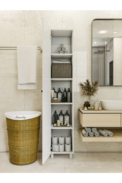 MONTENERO Çok Amaçlı Dolap Parlak Beyaz Country Banyo Dolabı - 3