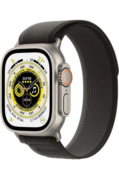 Apple Watch Ultra  (49 mm)  Titanium Black/Gray Trail Loop S/M Akıllı Saat (Apple Türkiye Garantili)