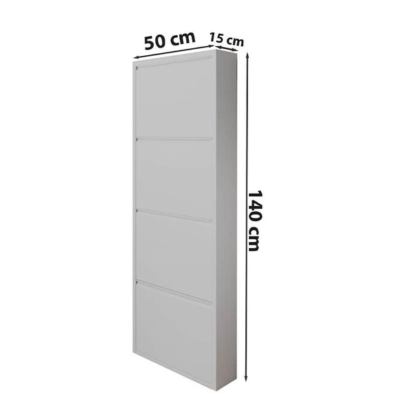 4 Kapaklı Dikey Metal Ayakkabılık Siyah - 4