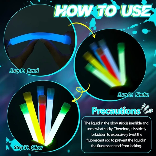 Nessiworld Karanlıkta Yanan Asılabilir ip Aparatlı Glow Stick Kolye Glow Stick Lamba 6 Adet 6 Renk 15 cm - 4