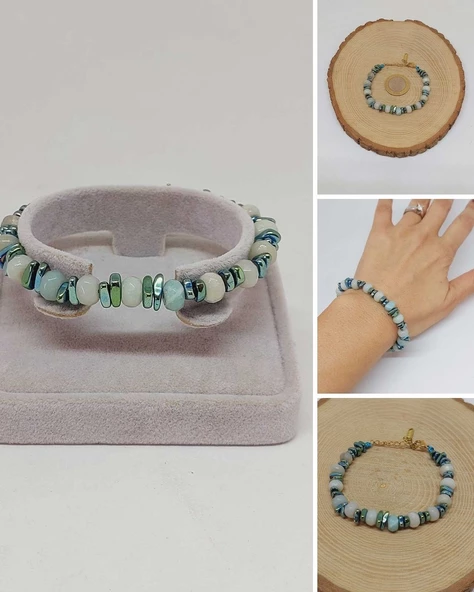 Amazonit Taşı Tasarım Bileklik (55872)