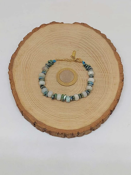 Amazonit Taşı Tasarım Bileklik (55872) - 5