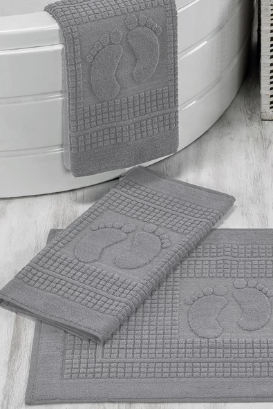 Upstyle 3'lü %100 Pamuk Ayak Havlusu Seti Gri Yumuşak Dayanıklı ve Emici