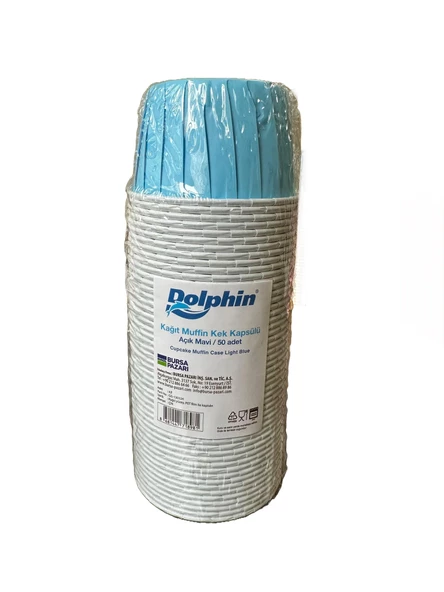 Dolphin Muffin Kağıt Karton Mavi Cupcake Kek Kalıbı Kapsülü Kabı - 50 Adetlik 10 Paket - Resim 2