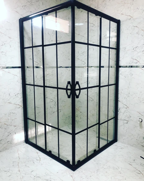 Teknesiz Kare Cam Duşakabin Karolaj Desenli - 2