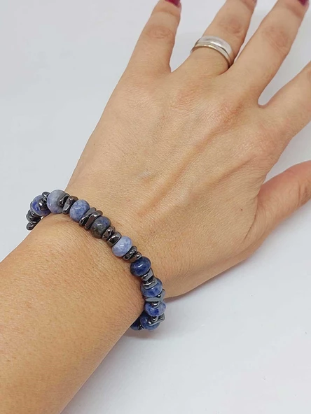 Sodalit Taşı Tasarım Bileklik (55886) - 3