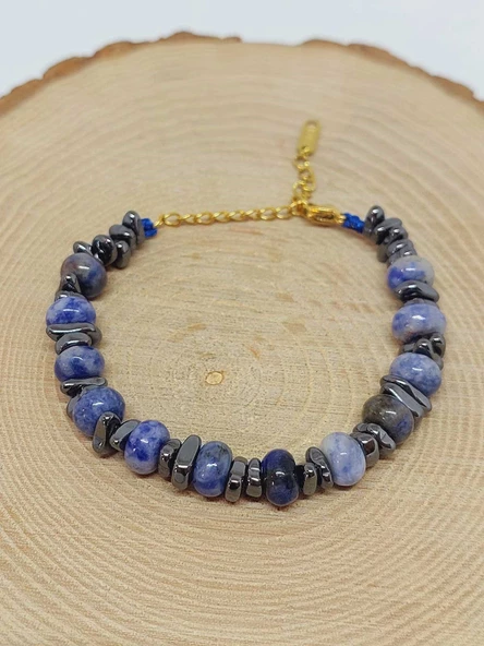 Sodalit Taşı Tasarım Bileklik (55886) - 4