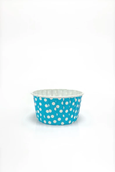 Dolphin Muffin Orta Boy Kağıt Puantiyeli Mavi Cupcake Kek Kalıbı Kapsülü Kabı - 50 Adetlik 10 Paket - 5