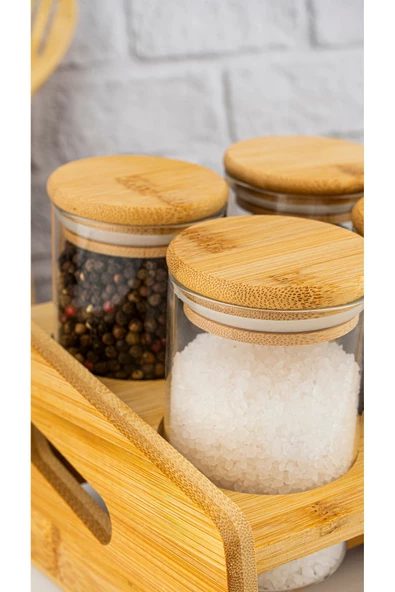 Bambum  Tier  9 Parça Tek katlı Standlı Baharatlık Seti - Resim 4