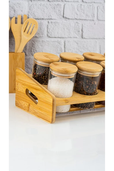 Bambum  Tier  9 Parça Tek katlı Standlı Baharatlık Seti - Resim 3