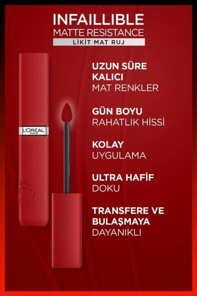 Loreal Paris Infaillible Matte Resistance Likit Mat Ruj - 105 Breakfast In Bed - 5