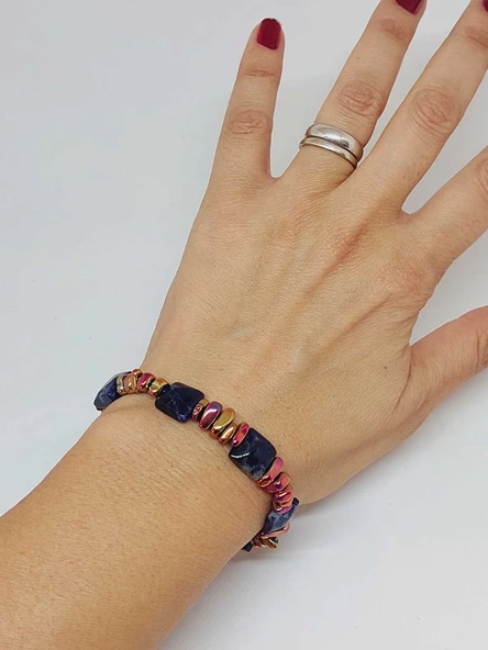 Sodalit Taşı Tasarım Bileklik (55902) - Resim 3