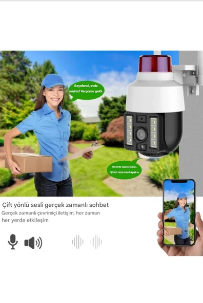 QASUL Wifi IP PTZ Kamera Açık Kamera Mini Akıllı Ev 360 Otomatik İzleme Wifi Alarm Led Kamera - 4