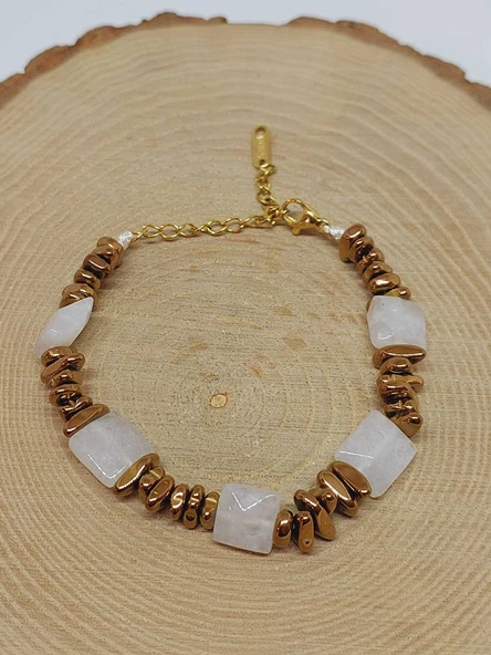 Kristal Kuvars Taşı Tasarım Bileklik (55904) - Resim 4