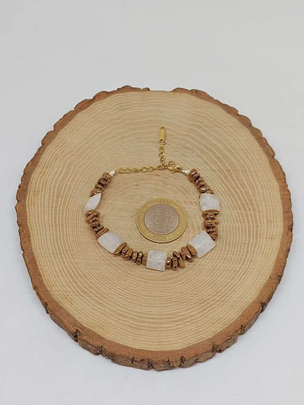 Kristal Kuvars Taşı Tasarım Bileklik (55904) - Resim 5