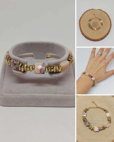 Pembe Opal Taşı Tasarım Bileklik (55910) ürün görseli