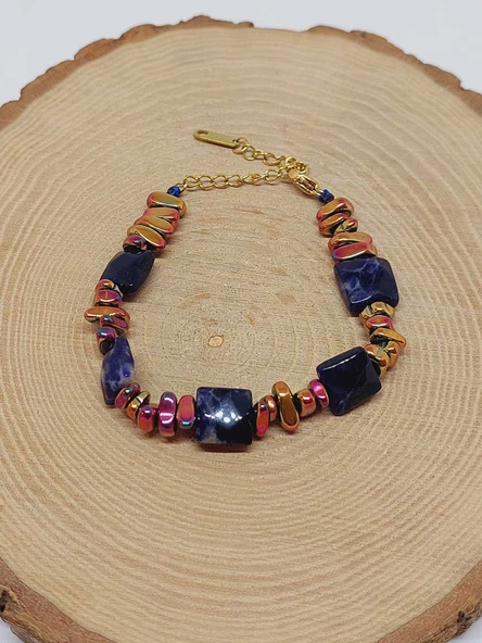 Sodalit Taşı Tasarım Bileklik (55902) - Resim 4