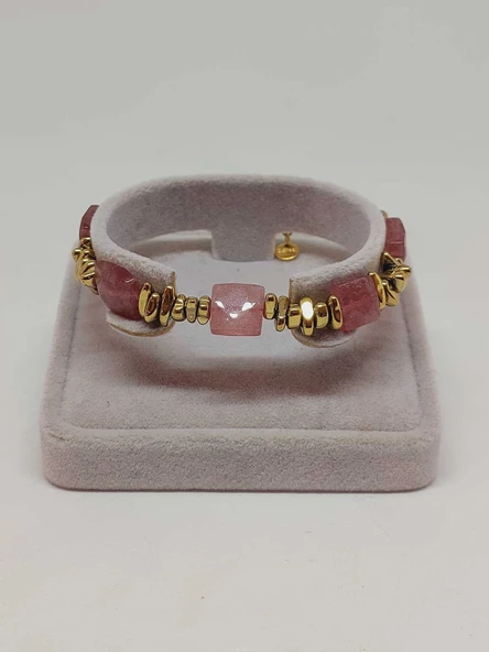 Çilek Kuvars Taşı Tasarım Bileklik (55908) - Resim 2