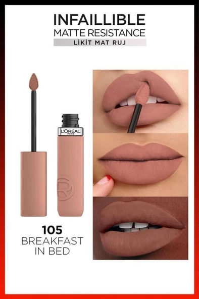 Loreal Paris Infaillible Matte Resistance Likit Mat Ruj - 105 Breakfast In Bed - 2