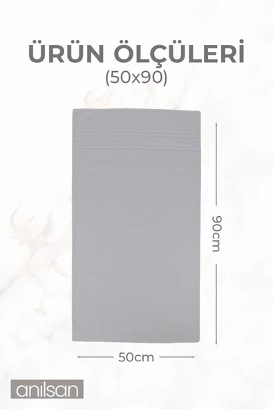 3'lü Gri Havlu Seti - 1 Ad El Havlusu 50x90, 1 Ad Banyo Havlusu 70x140, 1 Ad Ayak Havlusu 50x70 - 4