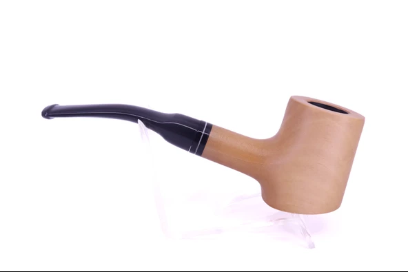 Pipsan Poker Siyah Bilezik 9mm Filtreli Çift Ağızlıklı Pipo - Naturel - 5