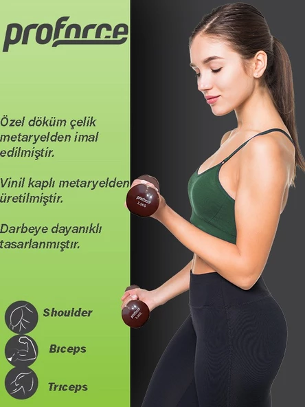 Proforce Vdb Dışı Vinil Kaplı Içi Çelik Döküm Ağırlık Dambıl 2,5 Kg -tek Adet - 3