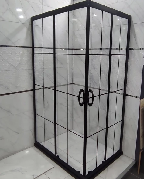 Teknesiz Dikdörtgen Cam Duşakabin Karolaj Desenli KD108 - 2