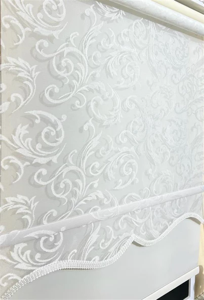 StorBurada Çift Mekanizmalı Ekru Beyaz Tül Perde ve Ekru Stor Perde STB45251-V01  Ekru 240 x 200 - 4