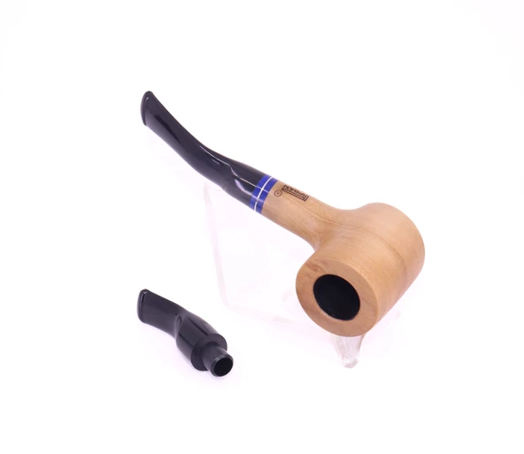 Pipsan Poker Lacivert Bilezik 9mm Filtreli Çift Ağızlıklı Pipo - Naturel - 6